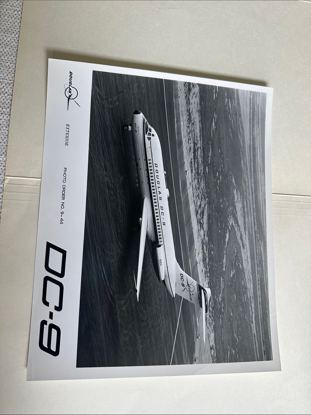 DC-9 Vintage Black & White Aviation Photo Print